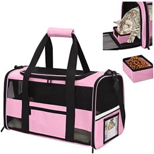 Sapine Pet Carrier Airline Approved with Bowl, Pet ID Card, Reflective Strip, Pet Travel Carrier, Cat Carriers for Medium Small Cats Puppy Dog Soft-Sided Carriers for Small Dogs Portable