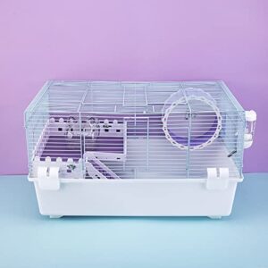 Misyue Big Hamster Cage Small Animal Habitats Rat House Includes Water Bottle, Food Dish, Exercise Wheel, Transparent
