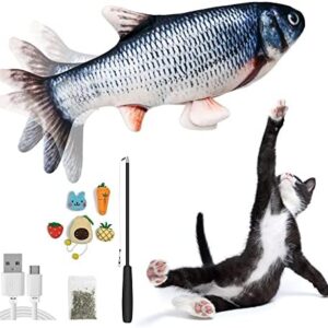Beewarm Flopping Fish Cat Toy with Catnip Bag - Lifetime Replacement - Moving Fish Toy for Cats - Christmas Interactive Pets Chew Bite Supplies