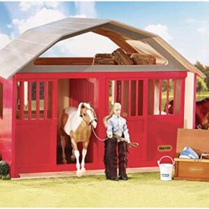 Breyer Traditional Series Two-Stall Horse Barn Toy Model | 21" x 16.75" x 16.5" #307, Red
