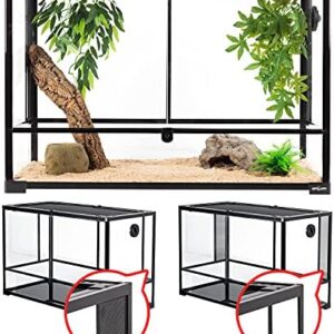 REPTI ZOO 67 Gallon Reptile Large Glass Terrarium 2 in 1 Side Meshes and Side Glasses Double Hinge Door with Screen Ventilation Reptile Terrarium 36" x 18" x 24"(Knock-Down)