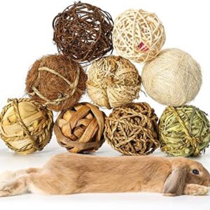 DAMPET Small Animals Play Balls, Chew Grass Balls & Rolling Chew Toys for Bunny, Improve Pets Dental Health for Rabbit, Chinchilla, Guinea Pigs, Hamsters, Gerbils, Rats, Mice