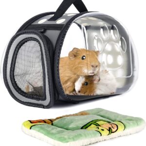 YUEPET Guinea Pig Carrier Bag with Bed(Random Colors), Portable Breathable Rabbit Carrier Transparent Carrier Bag for Guinea Pig Bunny Chinchilla Small Animal Carrier