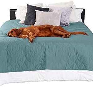 Furhaven Small/Twin Size Waterproof & Non Slip Quilted Twill Mattress Furniture Protector Cover, Washable - Nile Blue, Small/Twin Size