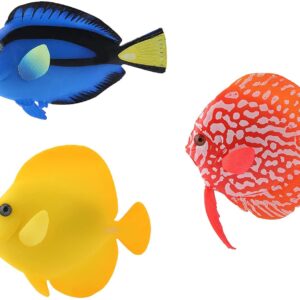 3PCS Artificial Fish Aquarium Silicone Floating Glowing Clownfish Set, Glowing Effect Decor Ornaments for Fish Tank, Underwater Saltwater Fake Colorful Fish for Fish Bowl Simulation Animal Decoration