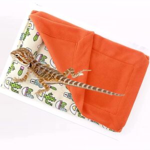 Reptile Bed with Pillow and Blanket Reptile Pets' Sleeping Bag for Bearded Dragon Leopard Gecko Rat Lizard Little Animal