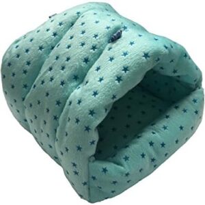 WOWOWMEOW Small Animals Warm Hanging Cage Cave Bed for Hamsters, Guinea-Pigs, Rats and Chinchillas (M, Star-Blue)