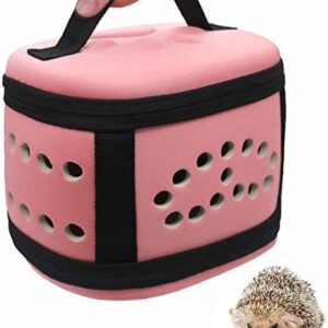 KAMEIOU Travel Small Animals Guinea Pig Hamster Hedgehog Carrier Bag with Soft Mat Breathable Pink Portable Mini Small Guinea Pig Chinchillas Hamster Hedgehog Carriers Handbag Box for Small Animals