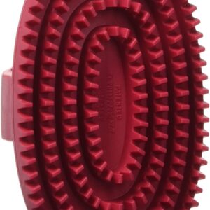 Le Salon Essentials Rubber Curry Grooming Brush with Loop Handle, Red