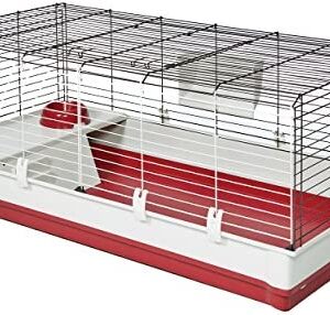 Midwest Homes for Pets Deluxe Rabbit & Guinea Pig Cage, X-Large, White & Red