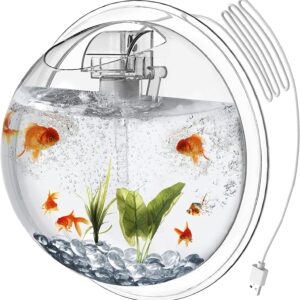 Outgeek Wall Mounted Aquarium Tank: 1-Gallon Betta Fish Bowl Hanging Aquariums Clear Acrylic Bubble Tanks - Portable Plastic Fishtank Waterfall for Home Garden Office