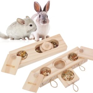 Misyue Guinea Pig Enrichment Foragingtoys, Hamsters Wooden Interactive Enrichment Toys, Treat Dispenser for Small Animal Funny Toys, for Bunny, Chinchillas, Hamsters, Rats and Gerbils（2pcs
