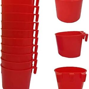 ORIBUKI Cage Cups Birds Feeders Seed Bowl Chicken Feeding Watering Dish Rabbit Water Food Hanging Wire Cages Box 8oz/16oz Coop Cups for Pet Parrot Parakeet Gamefowl Poultry Pigeon (10PCS Red)