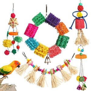 PETUOL Bird Swing Toys, 5 Colorful Hanging Loofah Toys Bird Toys for Small to Medium Parrots, Parakeets, and Lovebirds