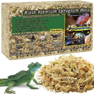 Riare 5.3OZ Premium Sphagnum Moss for Reptiles- 6QT Natural Reptile Moss Dried, Forest Live Moss for Terrarium, Frogs Snake Peat Moss Bedding for Leopard Gecko Turtle Anoles Salamanders Orchids Plants