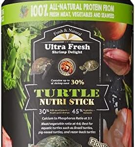 Ultra Fresh - Turtle Nutri Stick, Wild Sword Prawn, Calcium & Vitamin D Enriched Aquatic Turtle Food with Probiotics for Picky Turtles, Made from All Natural Ingredients 13.4 oz