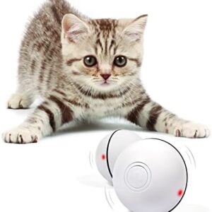 YOFUN Smart Interactive Cat Toy - Newest Version 360 Degree Self Rotating Ball, USB Rechargeable Wicked Ball, Build-in Spinning Led Light, Stiulate Hunting Instinct for Your Kitty (White)