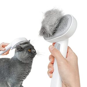aumuca Cat Brush with Release Button, Cat Brushes for Indoor Cats Shedding, Cat Brush for Long or Short Haired Cats, Cat Grooming Brush Cat Comb for Kitten Rabbit Massage Removes Loose Fur