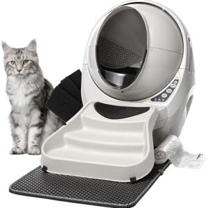 Litter-Robot 3 Core Bundle by Whisker (Beige) - Self-Cleaning Cat Litter Box, Includes Litter-Robot, Mat, Fence, Ramp, (25) Liners & (3) Carbon Filters, Complimentary 1-Year WhiskerCare Warranty