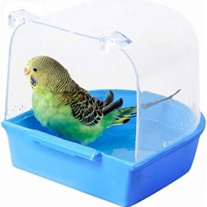 Old Tjikko Bird Bath Box, Parakeet Shower Caged, Parrot Bathing Tub Accessory for Pet Brids Finch Canary Parrot Lovebird (Sky Blue)