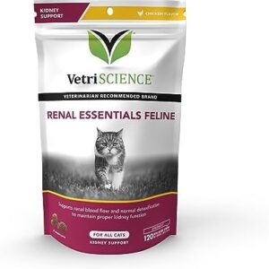 VetriScience Renal Essentials Feline Kidney Supplement for Cats – Kidney and Urinary Tract Support, Cat Kidney Supplement with Astragalus Root, Nettle, Herbs, and Folic Acid