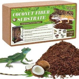 Halatool 1.4LB Compressed Coconut Fiber Substrate for Reptile Natural Premium Coconut Husk Substrate Terrarium Bedding for Tortoises Beard Dragon Leopard Gecko Snake Tarantula Worm Bins