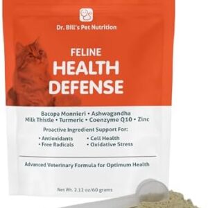 Dr. Bill’s Feline Health Defense | Antioxidants for Cats | Pet Supplement | Contains Bacopa, Ashwagandha, Milk Thistle, Turmeric, Coenzyme Q-10, and Zinc