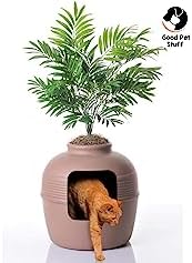 Good Pet Stuff, The Original Hidden Litter Box, Artificial Plants & Enclosed Cat Planter Litter Box, Vented & Odor Filter, Easy to Clean, Mocha Brown
