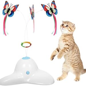 Flurff Zenes Cat Toys, Funny Exercise Electric Flutter Rotating Kitten Toys, Cat Teaser with Butterfly Replacement